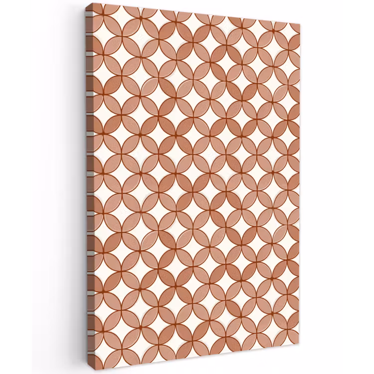 Geometrisch - Cirkels - Modern - Terracotta Tuinposter op houten frame 2 cm dik klein 841 -3d