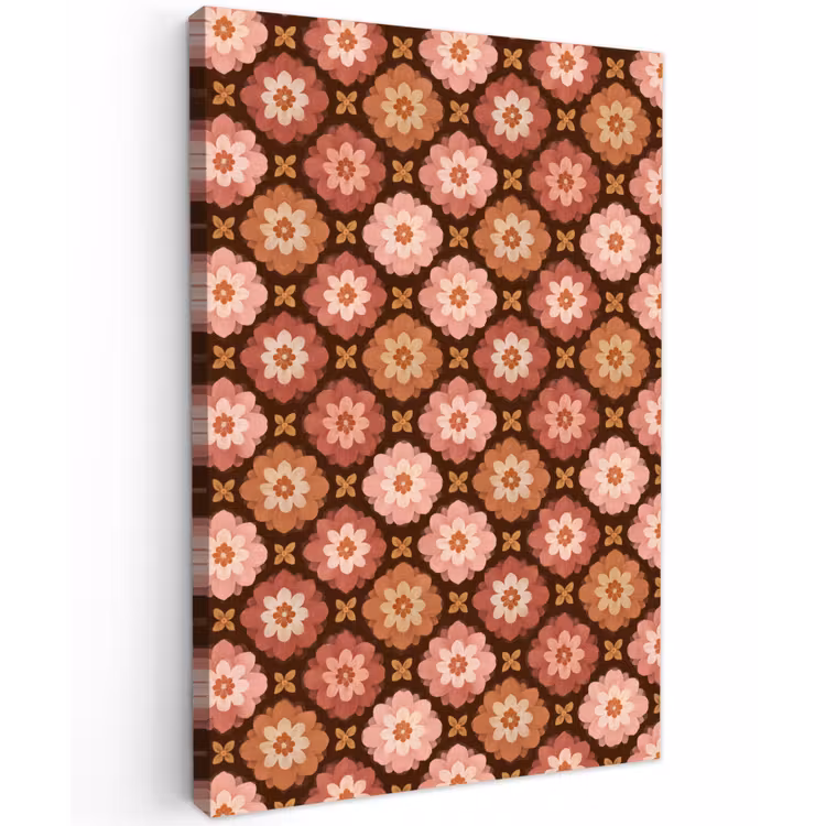Geometrisch - Bloemen - Kleurrijk Tuinposter op houten frame 2 cm dik klein 841 -3d