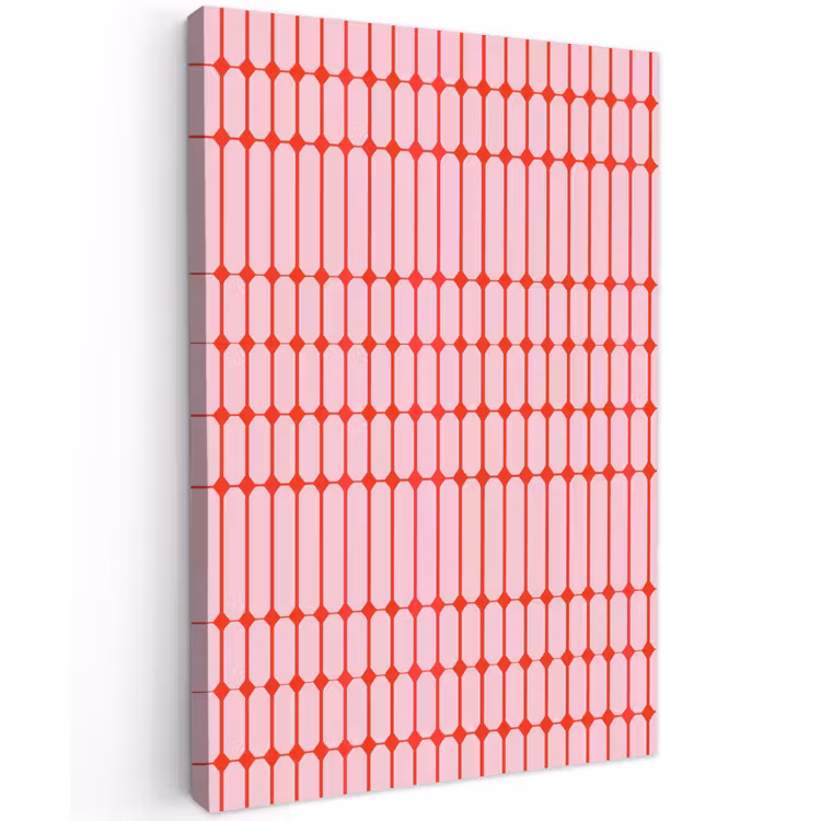 Geometrisch - Minimalistisch - Rood - Roze Tuinposter op houten frame 2 cm dik klein 841 -3d