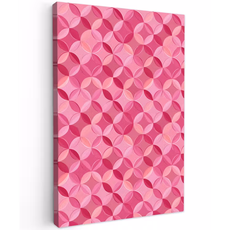 Geometrisch - Mozaïek - Modern - Roze Tuinposter op houten frame 2 cm dik klein 841 -3d