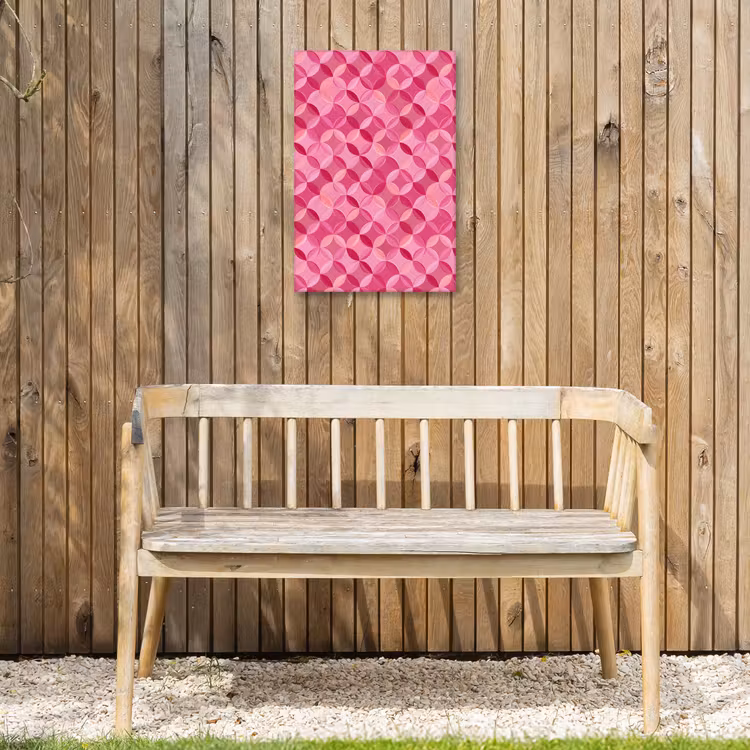 Geometrisch - Mozaïek - Modern - Roze Tuinposter op houten frame 2 cm dik klein 841 -sfeer4