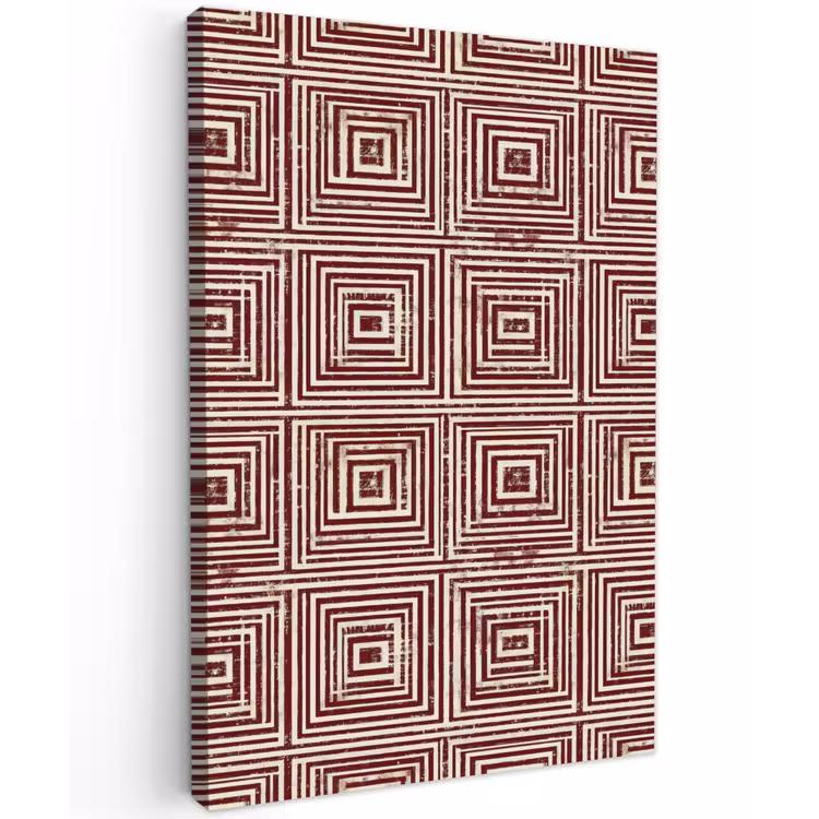 Geometrisch - Patroon - Rood Tuinposter op houten frame 2 cm dik klein 841 -3d
