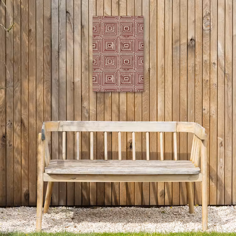 Geometrisch - Patroon - Rood Tuinposter op houten frame 2 cm dik klein 841 -sfeer4