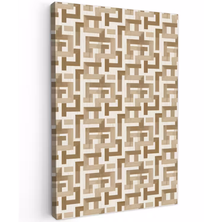Geometrisch - Retro - Bruin Tuinposter op houten frame 2 cm dik klein 841 -3d