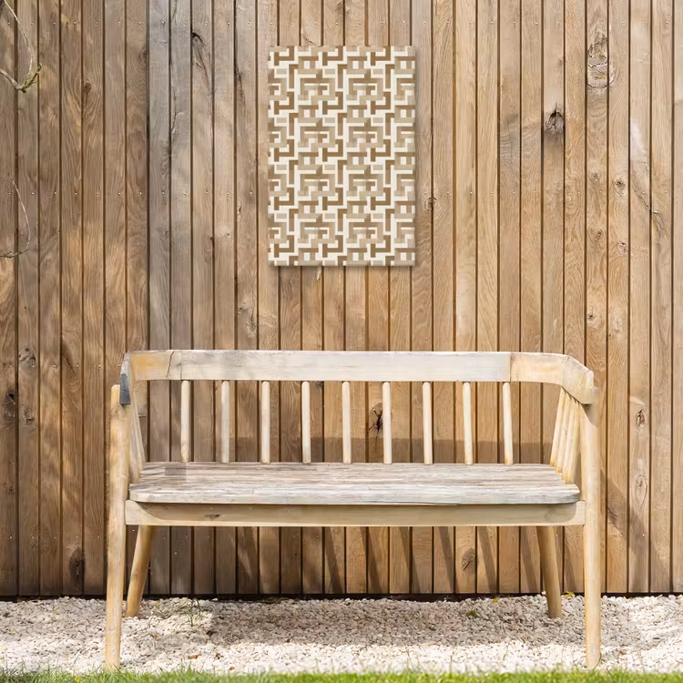 Geometrisch - Retro - Bruin Tuinposter op houten frame 2 cm dik klein 841 -sfeer4