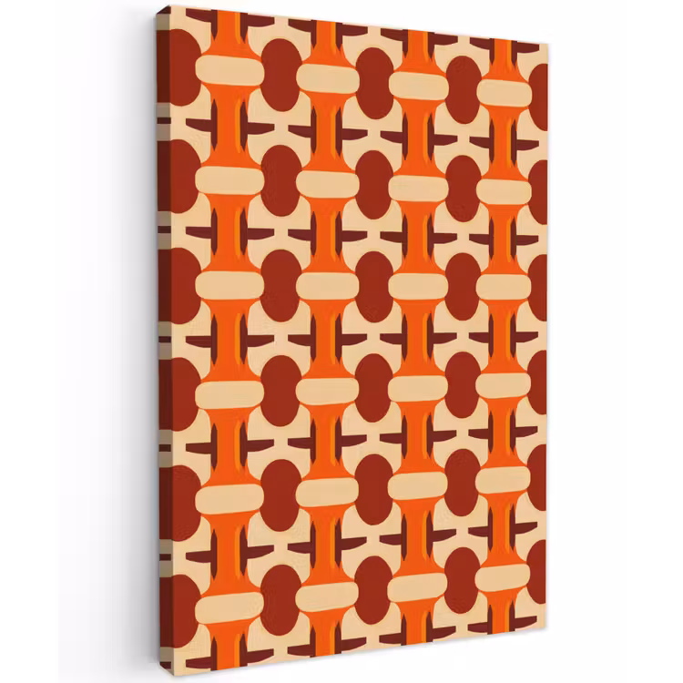 Geometrisch - Retro - Oranje Tuinposter op houten frame 2 cm dik klein 841 -3d