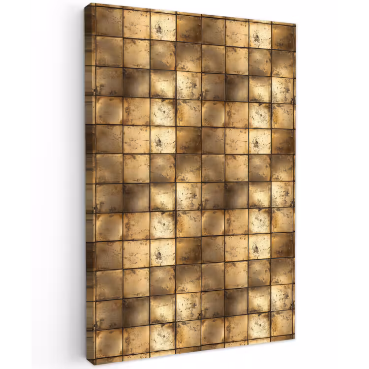 Geometrisch - Tegels - Goud Tuinposter op houten frame 2 cm dik klein 841 -3d