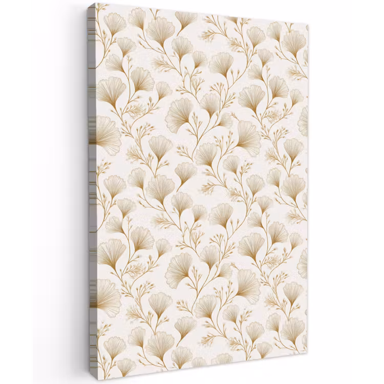 Ginkgo - Takken - Goud Tuinposter op houten frame 2 cm dik klein 841 -3d