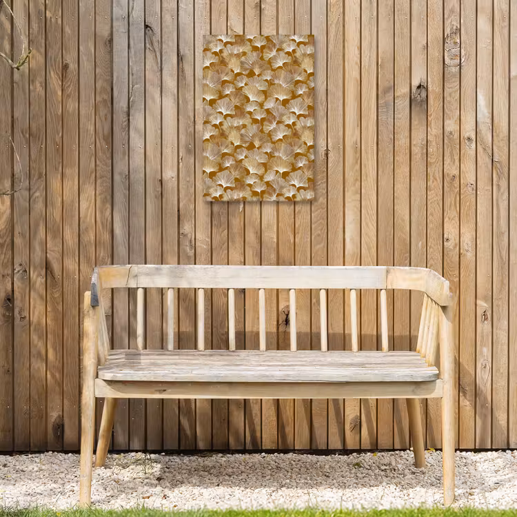 Ginkgo - Bladeren - Goud Tuinposter op houten frame 2 cm dik klein 841 -sfeer4
