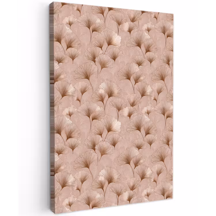 Ginkgo - Patroon - Roze Tuinposter op houten frame 2 cm dik klein 841 -3d