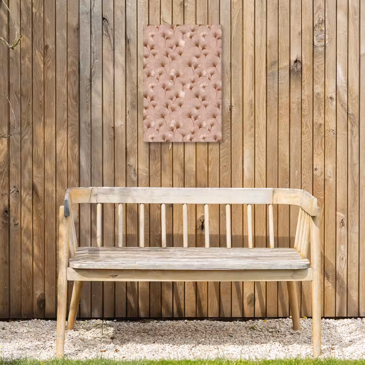 Ginkgo - Patroon - Roze Tuinposter op houten frame 2 cm dik klein 841 -sfeer4