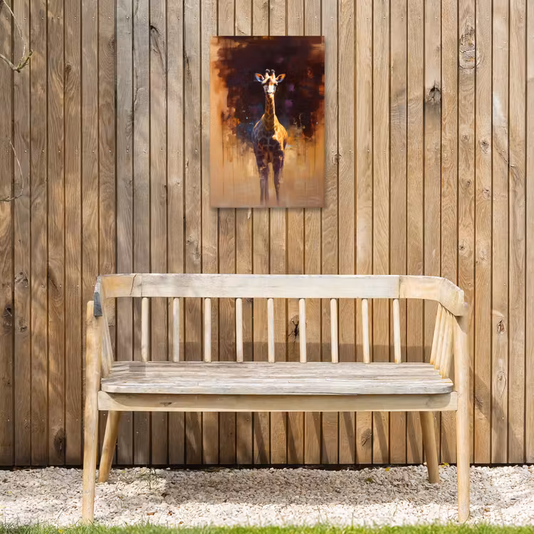 Giraf - Bruin - Abstract - Geschilderd Tuinposter op houten frame 2 cm dik klein -sfeer4