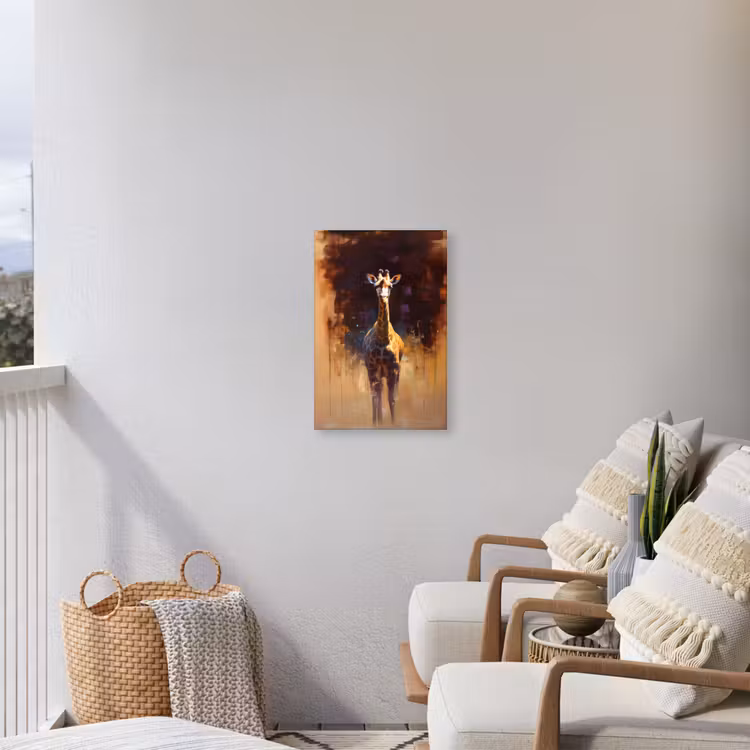 Giraf - Bruin - Abstract - Geschilderd Tuinposter op houten frame 2 cm dik klein -sfeer1
