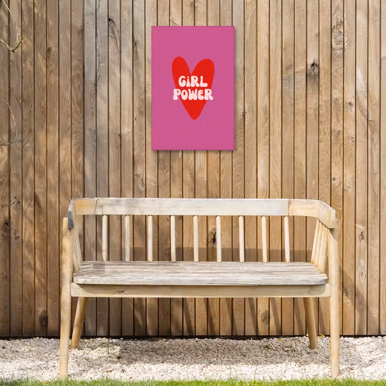 Girl power - Hart - Roze - Rood Tuinposter op houten frame 2 cm dik klein -sfeer4