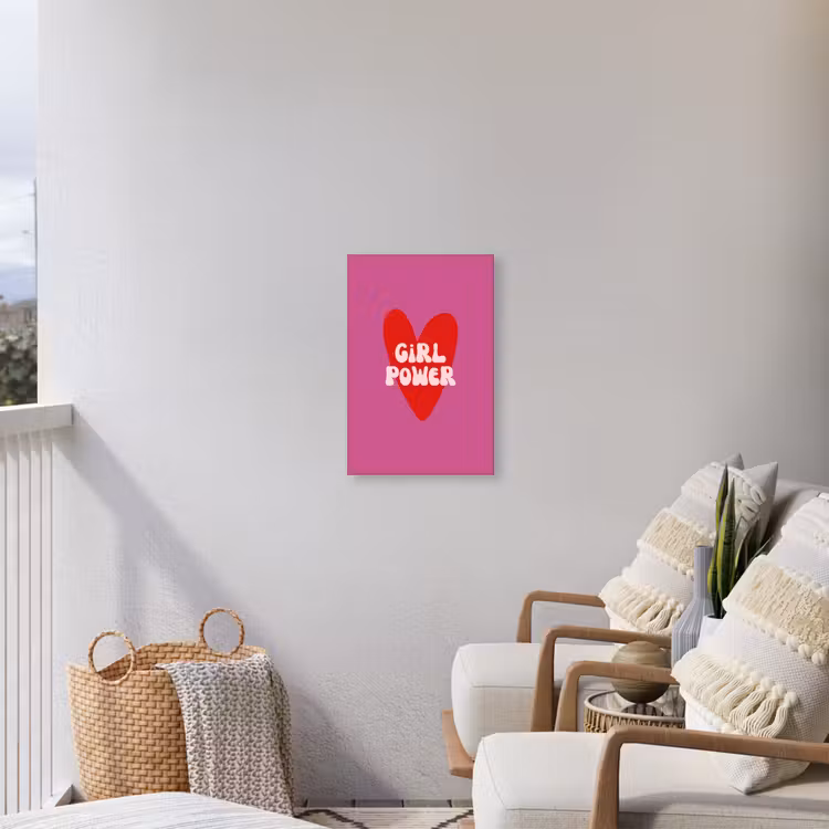 Girl power - Hart - Roze - Rood Tuinposter op houten frame 2 cm dik klein -sfeer1