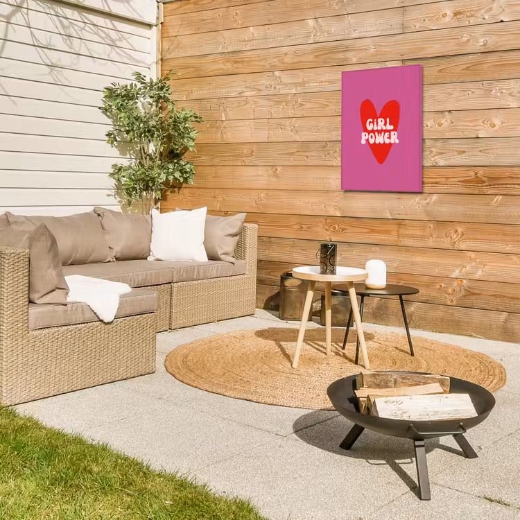 Girl power - Hart - Roze - Rood Tuinposter op houten frame 2 cm dik klein -sfeer2
