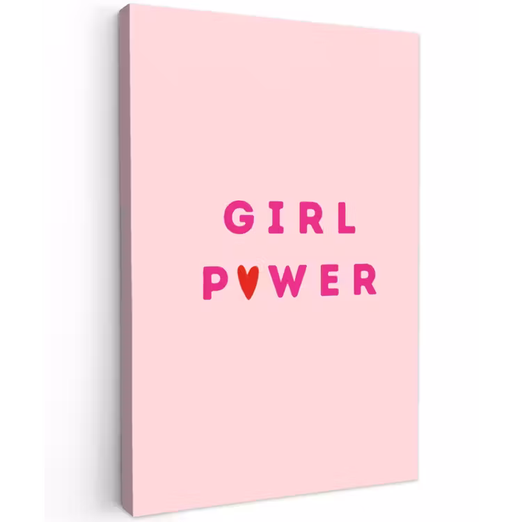 Girl power - Roze - Hartje Tuinposter op houten frame 2 cm dik klein -3d