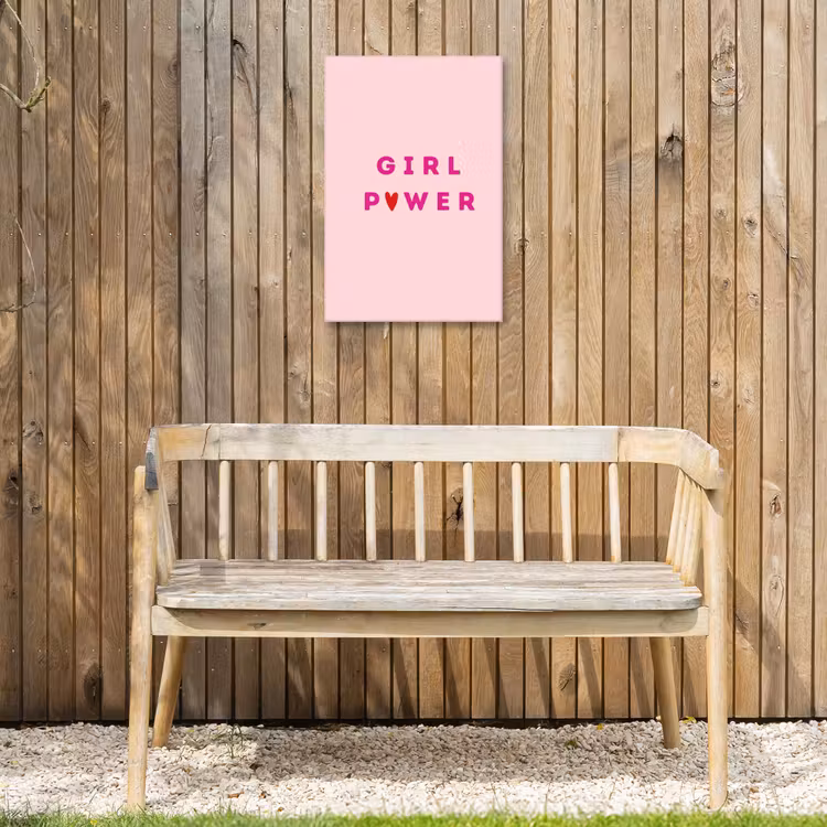 Girl power - Roze - Hartje Tuinposter op houten frame 2 cm dik klein -sfeer4