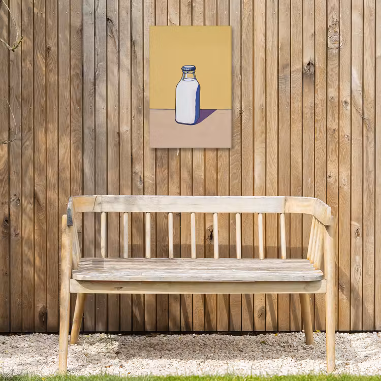 Glazen - Fles - Illustratie - Melk Tuinposter op houten frame 2 cm dik klein -sfeer4