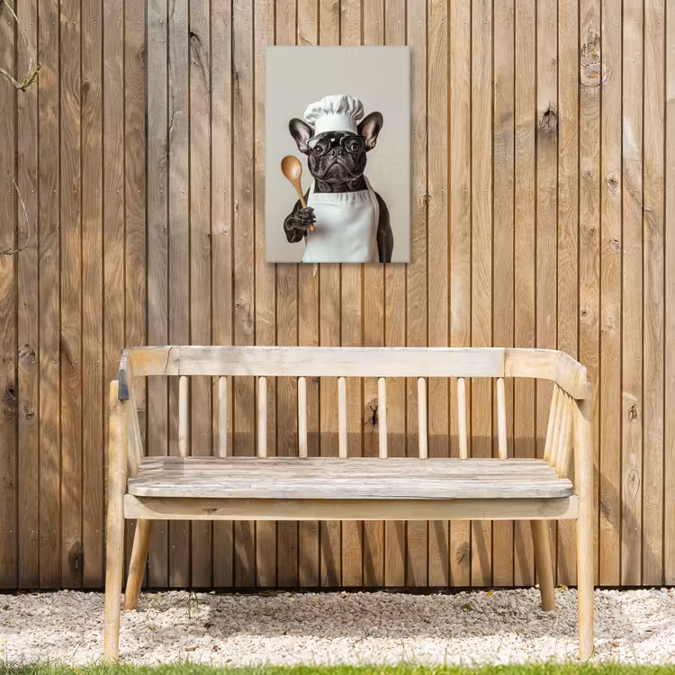 Bril - Hond - Kok Tuinposter op houten frame 2 cm dik klein -sfeer4