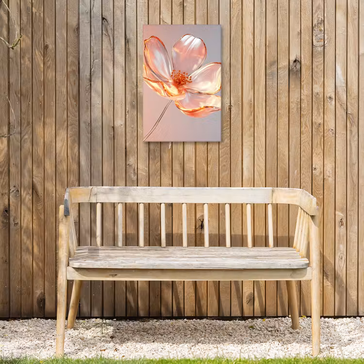 Glazen - Bloem - Roze Tuinposter op houten frame 2 cm dik klein -sfeer4