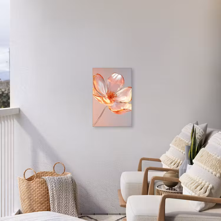 Glazen - Bloem - Roze Tuinposter op houten frame 2 cm dik klein -sfeer1