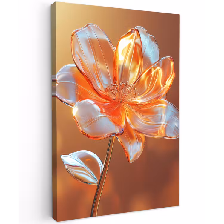 Glazen - Bloem - Zonlicht Tuinposter op houten frame 2 cm dik klein -3d