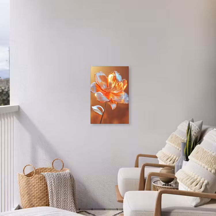 Glazen - Bloem - Zonlicht Tuinposter op houten frame 2 cm dik klein -sfeer1