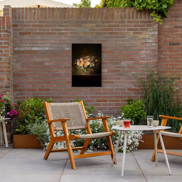 Glazen - Bloemen - Boeket - Kleuren Tuinposter op houten frame 2 cm dik klein -sfeer3
