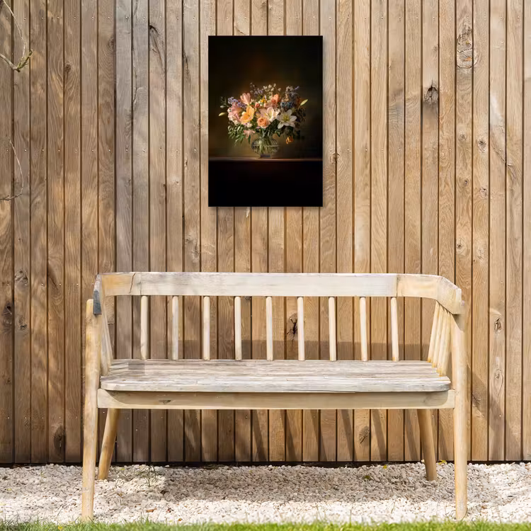 Glazen - Bloemen - Boeket - Kleuren Tuinposter op houten frame 2 cm dik klein -sfeer4