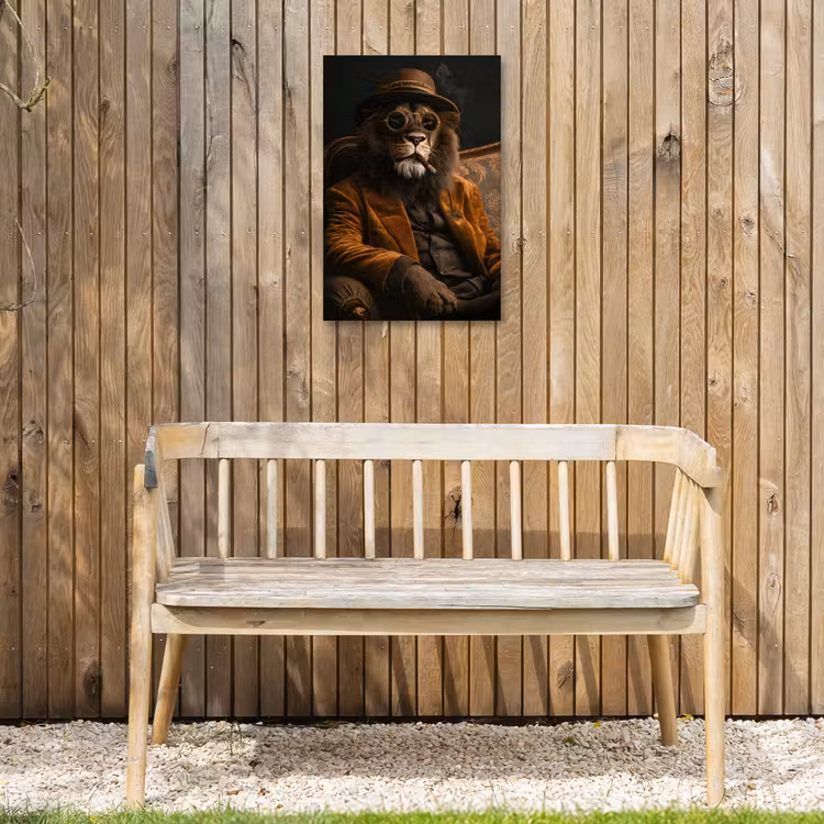 Bril - Leeuw - Bank - Hoed Tuinposter op houten frame 2 cm dik klein -sfeer4