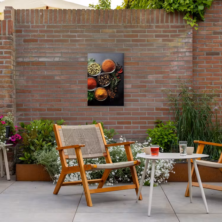 Glazen - Bakjes - Blaadjes - Kruiden Tuinposter op houten frame 2 cm dik klein -sfeer3
