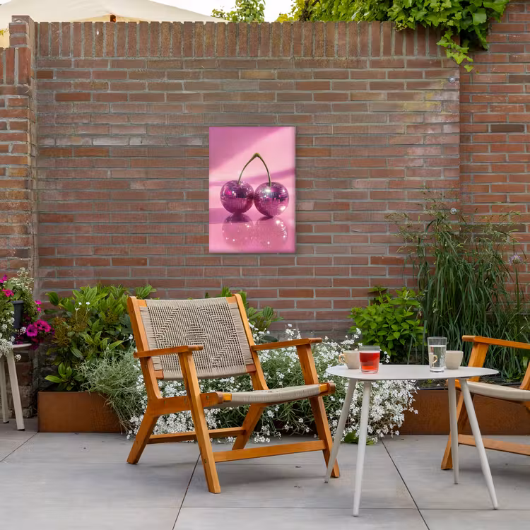 Glitter - Discobol - Roze - Kersen Tuinposter op houten frame 2 cm dik klein -sfeer3