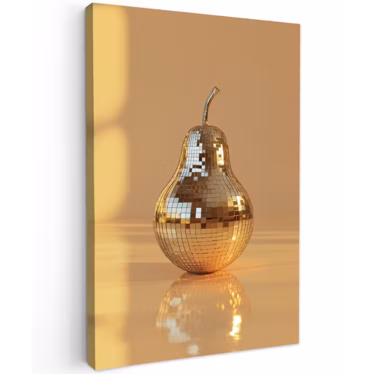 Goud - Disco - Glitter - Peer Tuinposter op houten frame 2 cm dik klein -3d