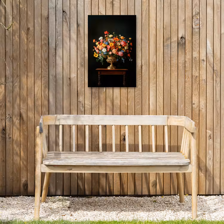 Goud - Bloemen - Kleuren - Vaas Tuinposter op houten frame 2 cm dik klein -sfeer4