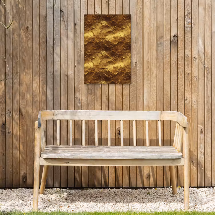 Bladgoud - Textuur - Goud Tuinposter op houten frame 2 cm dik klein 841 -sfeer4