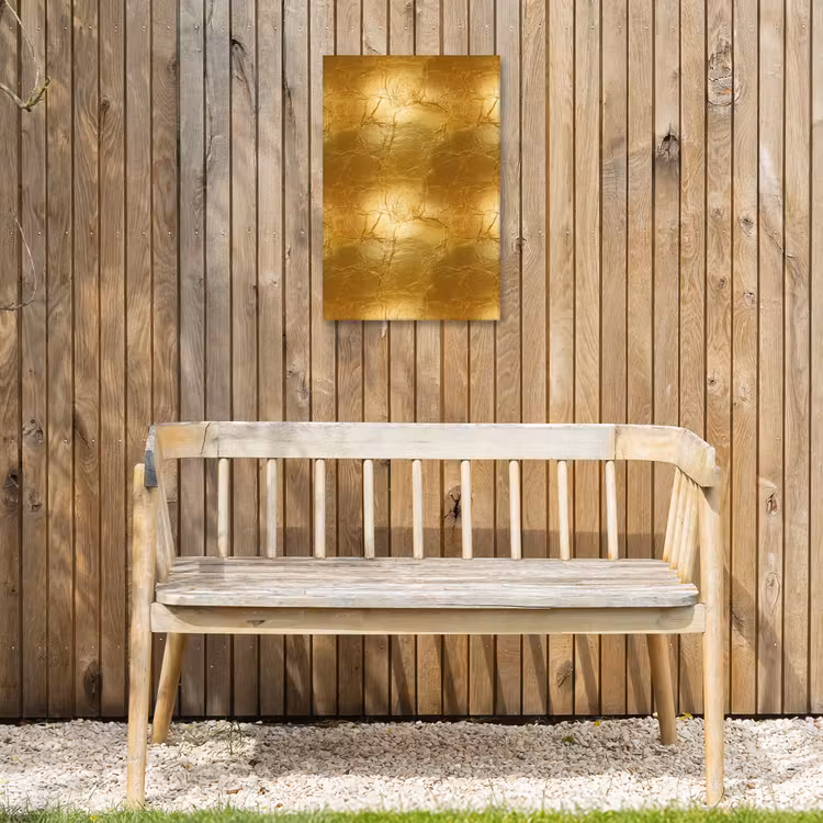 Bladgoud - Vintage - Textuur - Warm Goud Tuinposter op houten frame 2 cm dik klein 841 -sfeer4