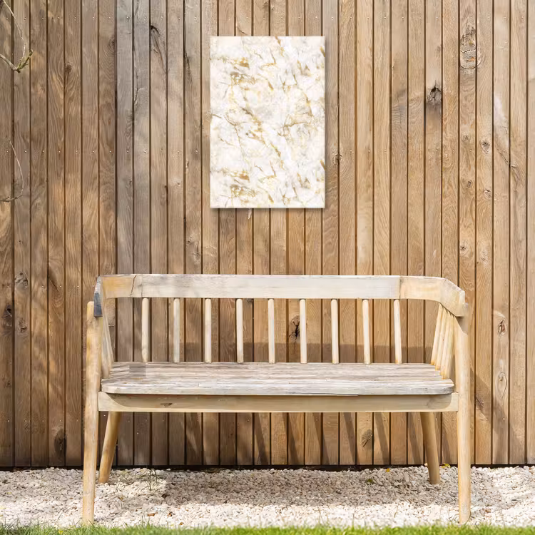 Goud - Licht - Nerf - Marmer Tuinposter op houten frame 2 cm dik klein 841 -sfeer4