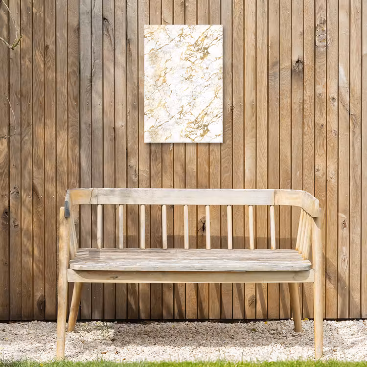 Goudspatten - Wit - Marmer Tuinposter op houten frame 2 cm dik klein 841 -sfeer4