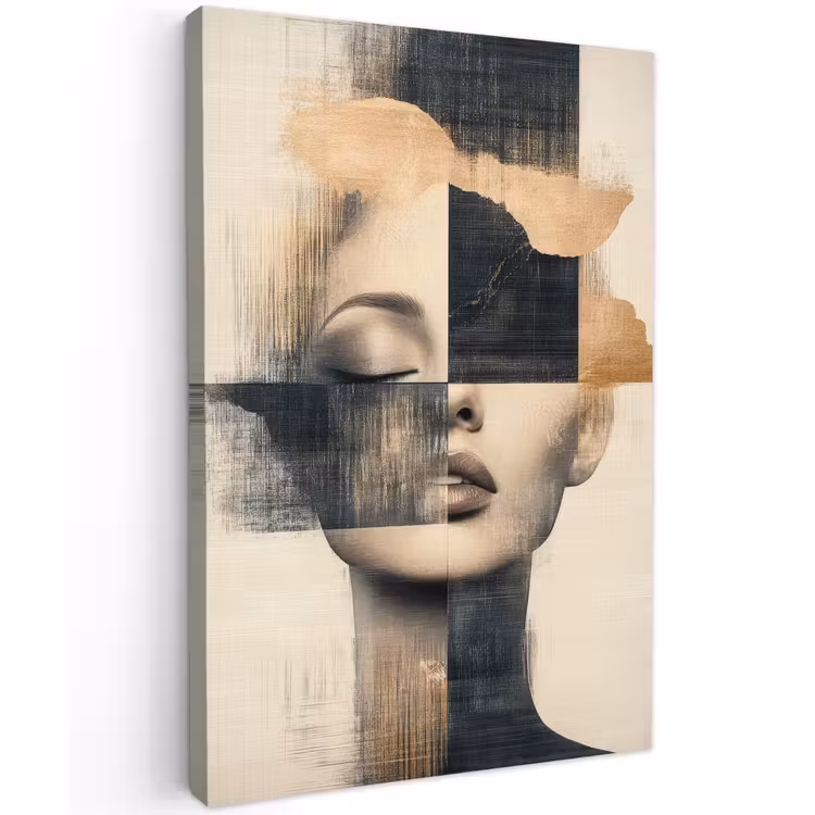 Goud - Vrouw - Rechthoeken Tuinposter op houten frame 2 cm dik klein -3d