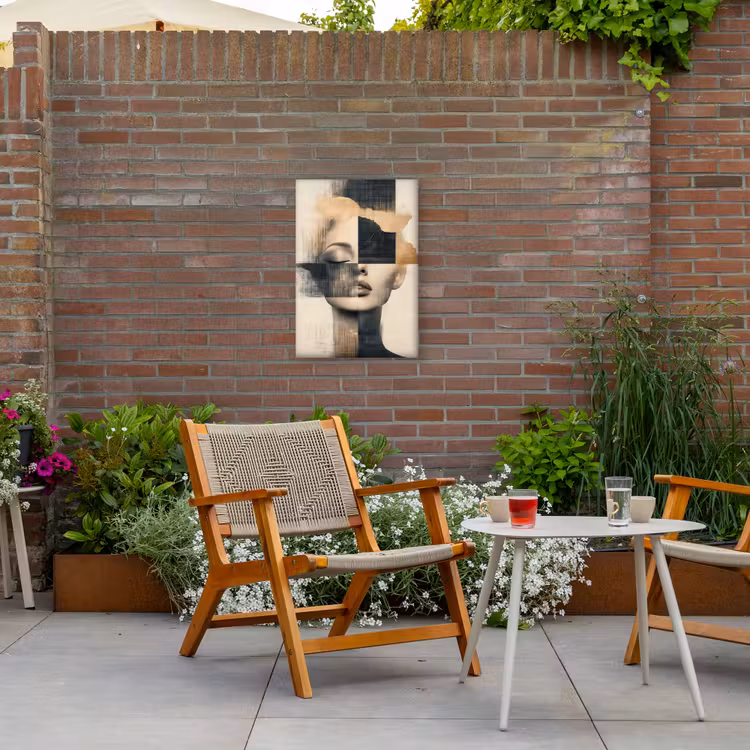 Goud - Vrouw - Rechthoeken Tuinposter op houten frame 2 cm dik klein -sfeer3