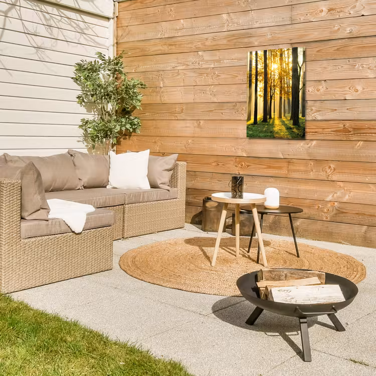 Gouden bos bij zonsopgang Tuinposter op houten frame 2 cm dik klein -sfeer2
