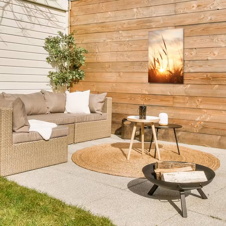 Gouden Graanveld bij Zonsopgang Tuinposter op houten frame 2 cm dik klein -sfeer2