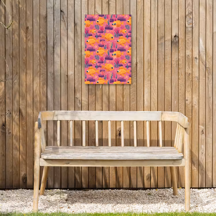 Goudvissen - Koraal - Kleurrijk Tuinposter op houten frame 2 cm dik klein 841 -sfeer4