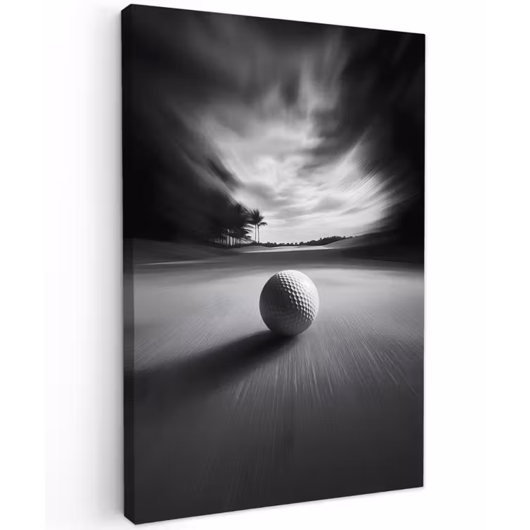 Golfbal - Wazig - Zwart Tuinposter op houten frame 2 cm dik klein -3d