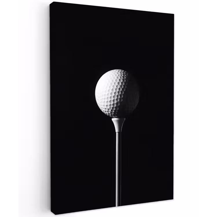 Golfbal - Minimalistisch - Wit Tuinposter op houten frame 2 cm dik klein -3d