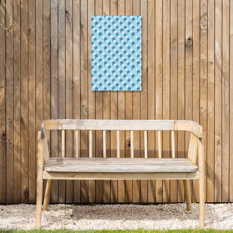 Golf - Ballen - Blauw Tuinposter op houten frame 2 cm dik klein 841 -sfeer4