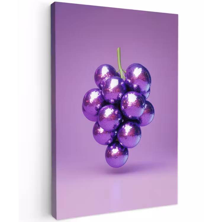 Druif - Disco - Glitter - Paars Tuinposter op houten frame 2 cm dik klein -3d