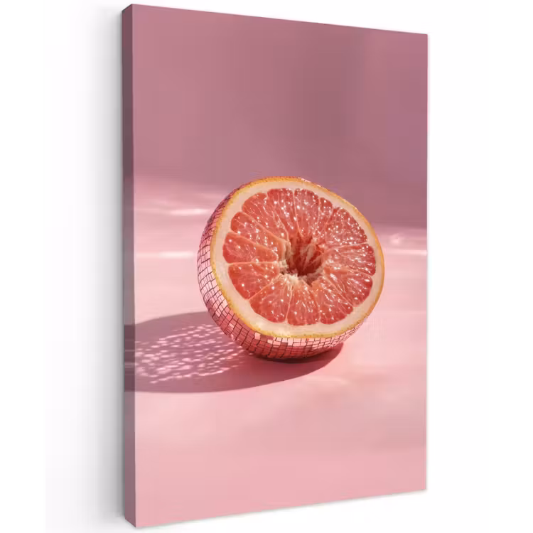 Grapefruit - Roze - Disco - Shiny Tuinposter op houten frame 2 cm dik klein -3d