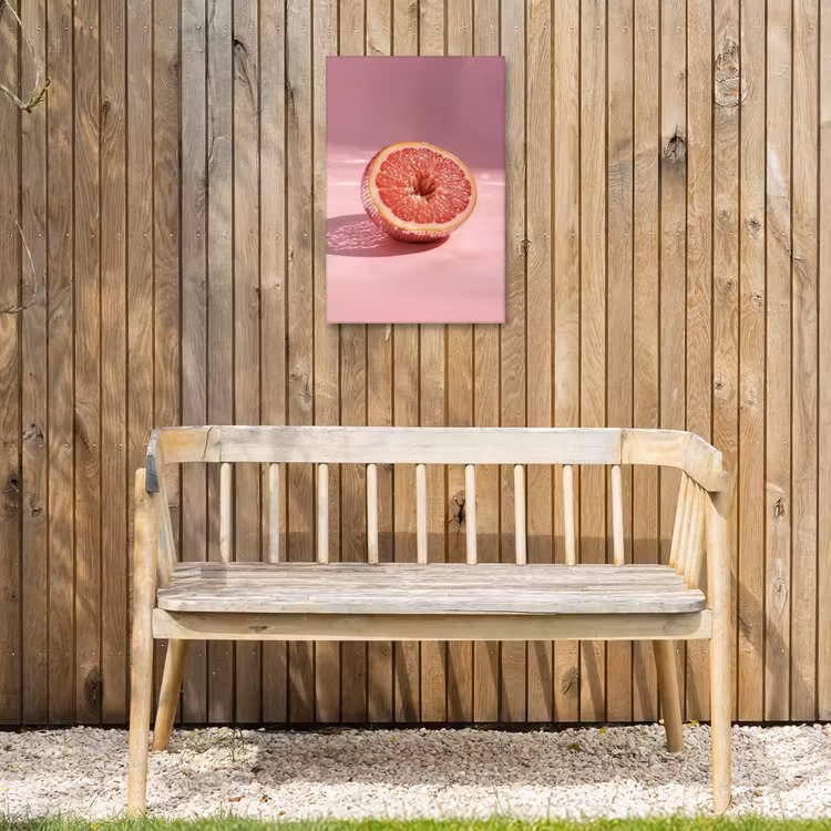 Grapefruit - Roze - Disco - Shiny Tuinposter op houten frame 2 cm dik klein -sfeer4